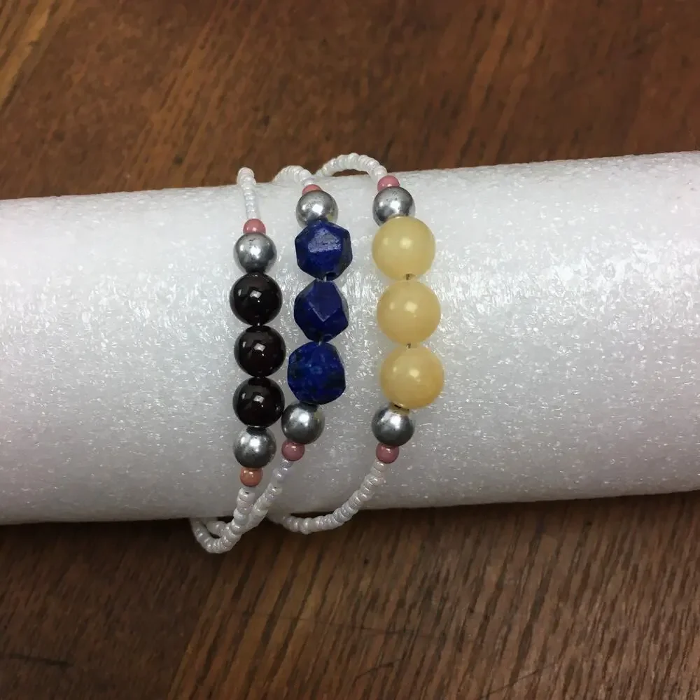 Artisan Made~Triple Strand Gemstone Bracelet